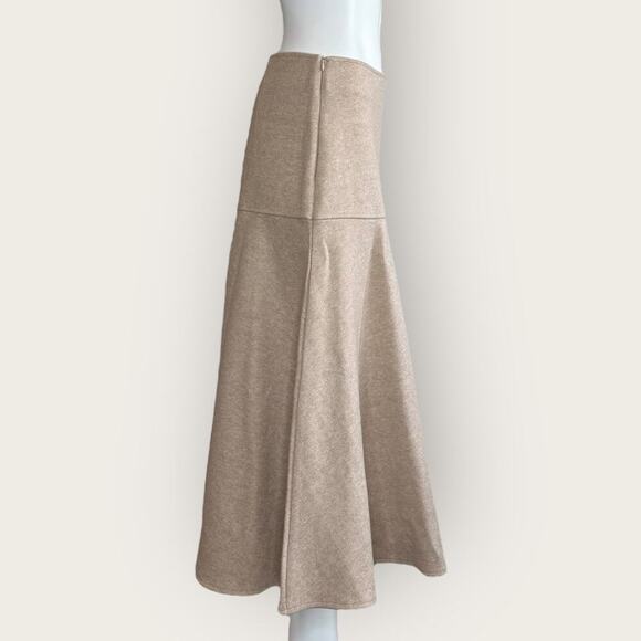 NWT | OGL | Wool-like Flared Midi Skirt | Heather Beige | Medium - Picture 4 of 12